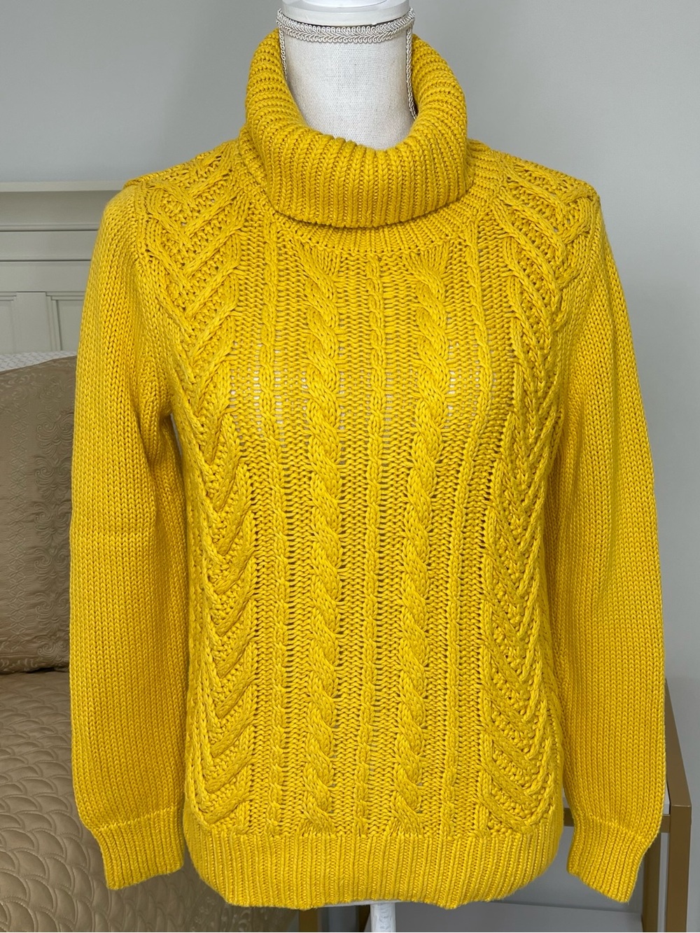 Lands' End Cable Turtleneck Sweater Size S
